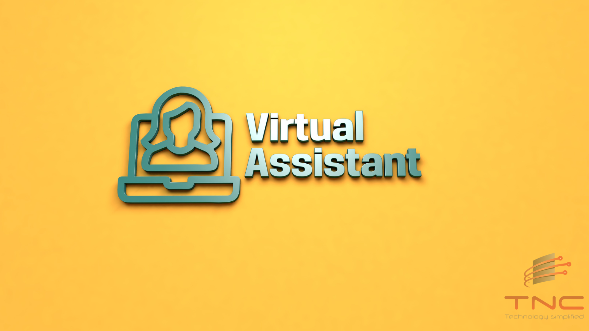 A text of virtual assistant with a yellow background